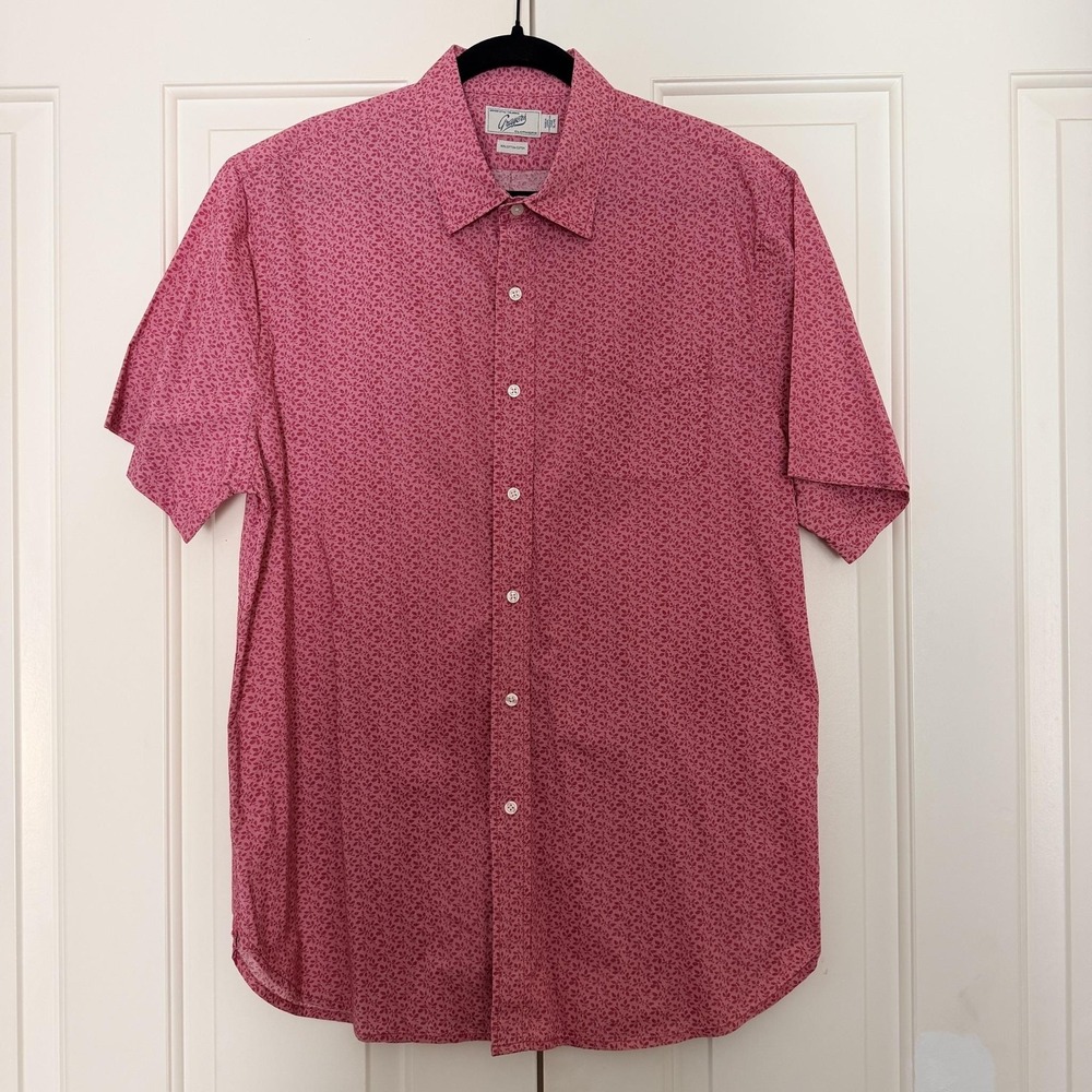 Grayers Shirt Mens XL Pink Floral Print Short Sleeve Button Up Cotton Casual